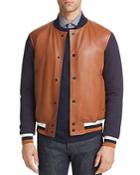 Z Zegna Leather Varsity Jacket