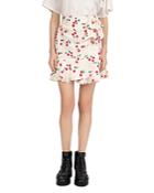 The Kooples Naive Cherry-printed Ruffled Skirt