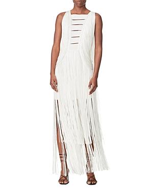 Herve Leger Cutout Draped Fringe Gown