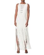 Herve Leger Cutout Draped Fringe Gown