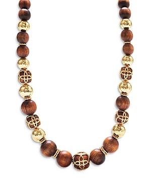 Capucine De Wolf Elizabetta Teak Beaded Collar Necklace In 18k Gold Plate, 18