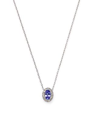 Bloomingdale's Tanzanite & Diamond Halo Pendant Necklace In 14k White Gold, 18 - 100% Exclusive