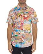 Robert Graham Zanzibar Short-sleeve Watercolor-print Classic Fit Shirt