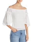 Red Haute Off-the-shoulder Lace Top