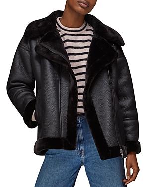 Whistles Lauren Faux Fur Leather Jacket