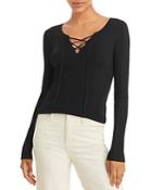 Rag & Bone Carrie Lace Up Ribbed Knit Top