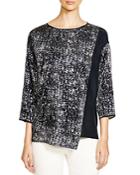 Lafayette 148 New York Fern Printed Paneled-front Top