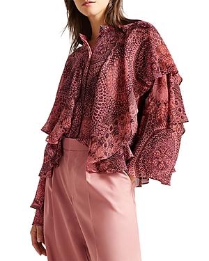 Ted Baker Isauna Printed Ruffled Blouse