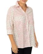 Foxcroft Plus Pamela Cotton Pebble Print Shirt