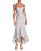 Bariano Off-the-shoulder Sequin Lace Gown