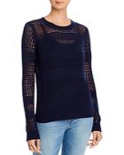 Minnie Rose Open-knit Striped Cashmere Sweater
