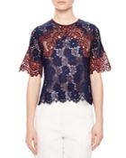 Sandro Plum Mixed-lace Top
