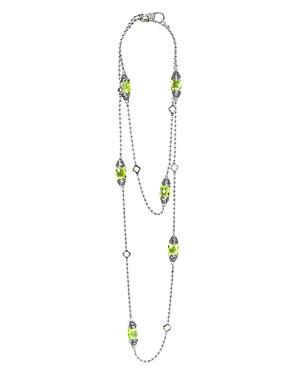 Lagos 18k Yellow Gold And Sterling Silver Caviar Color Station Necklace With Green Quartz, 34