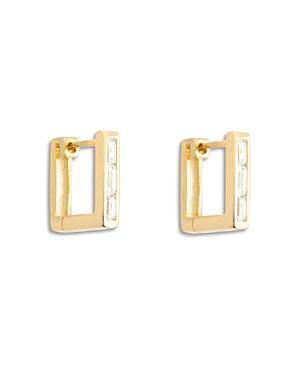 Aqua Pave Square Huggie Hoop Earrings In Gold Tone - 100% Exclusive