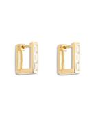 Aqua Pave Square Huggie Hoop Earrings In Gold Tone - 100% Exclusive
