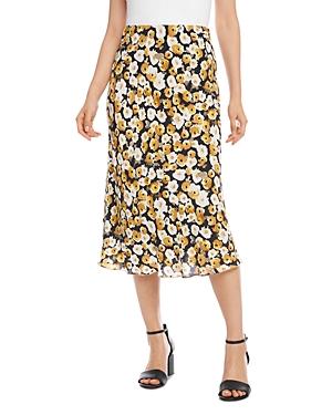 Karen Kane Watercolor Floral Print Midi Skirt