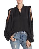 7 For All Mankind Cold-shoulder Ruffle Shirt