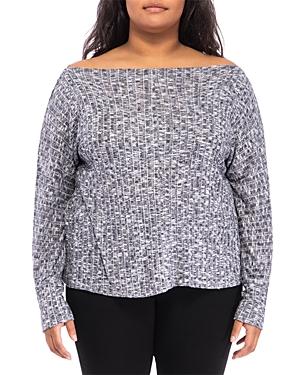 B Collection By Bobeau Curvy Long Sleeved Boat Neck Top