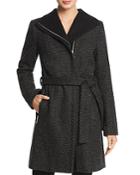 T Tahari Eva Tweed Asymmetric Front Coat
