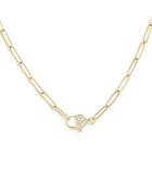 Adinas Jewels Pave Heart Clasp Necklace, 14