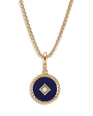 David Yurman Cable Collectibles Navy Enamel Charm With Diamond