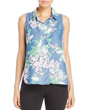 4our Dreamers Floral Print Chambray Shirt