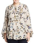 Vince Camuto Plus Timeless Bouquet Bell-sleeve Top