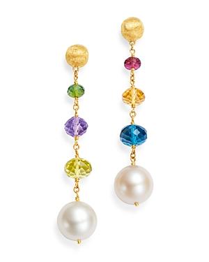 Marco Bicego 18k Yellow Gold Africa Gemstone Pearl & Gemstone Drop Earrings