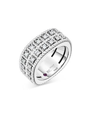 Roberto Coin 18k White Gold Byzantine Barocco Two Row Diamond Ring