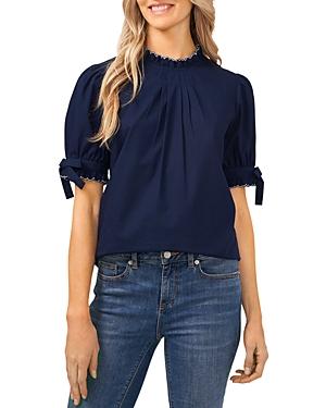 Cece Tipped Scalloped Ruffle Trim Top