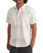 Marine Layer Selvage Cotton Placed Stripe Regular Fit Short Sleeve Shirt