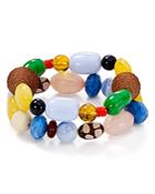Aqua Multicolor Beaded Stretch Bracelets - 100% Exclusive