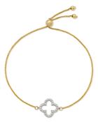 Bloomingdale's Diamond Clover Bolo Bracelet In 14k White & Yellow Gold, 0.20 Ct. T.w. - 100% Exclusive