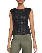 Bcbgmaxazria Embroidered Faux Leather & Ponte Top