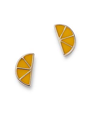 Moon & Meadow 14k Yellow Gold Enamel Lemon Wedge Stud Earrings