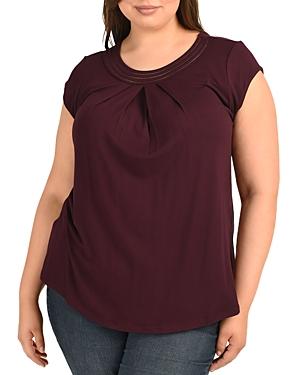 Daniel Rainn Plus Pleated Cap Sleeve Top