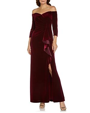 Adrianna Papell Off-the-shoulder Velvet Gown