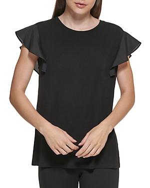 Dkny Ruffled Mixed Media Top