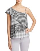 Marled Check Pattern Block Ruffle Top - 100% Exclusive