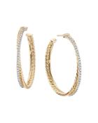 David Yurman Crossover Extra Large Hoop Earrings In 18k Yellow Gold With Diamonds