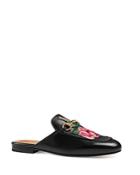 Gucci Embroidered Leather Princetown Mules