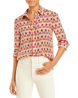 Alice And Olivia Printed Button Front Silk Shirt