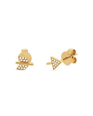 Moon & Meadow 14k Yellow Gold Kate Diamond Mismatch Arrow Stud Earrings