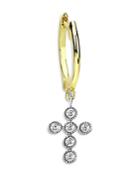 Meira T 14k Yellow Gold Diamond Cross Charm Hoop Earring