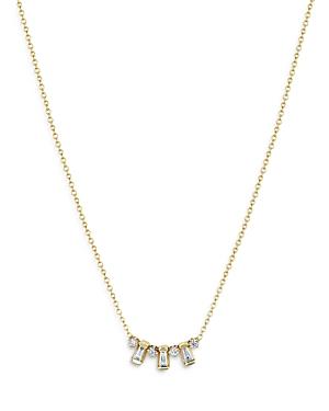 Zoe Chicco 14k Yellow Gold Diamond Round & Baguette Cluster Pendant Necklace, 16-18