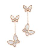Roberto Coin 18k Rose Gold Mother-of-pearl & Diamond Butterfly Drop Earrings