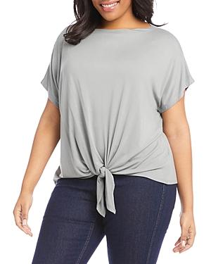 Karen Kane Plus Boat Neck Tie Front Top