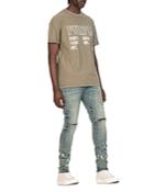 Purple Brand Slim Fit Jeans In Worn Mid Indigo Knee Slit
