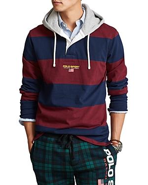 Polo Ralph Lauren Polo Sport Cotton Blend Stripe Classic Fit Hooded Rugby Shirt