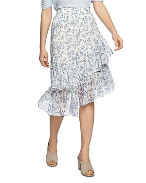 1.state Floral-print Tiered Asymmetric Skirt